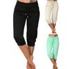 Cropped Hose Kordelzug Taschen Mittlere Leibhöhe Damen Wadenlang Sportshorts für Draußen