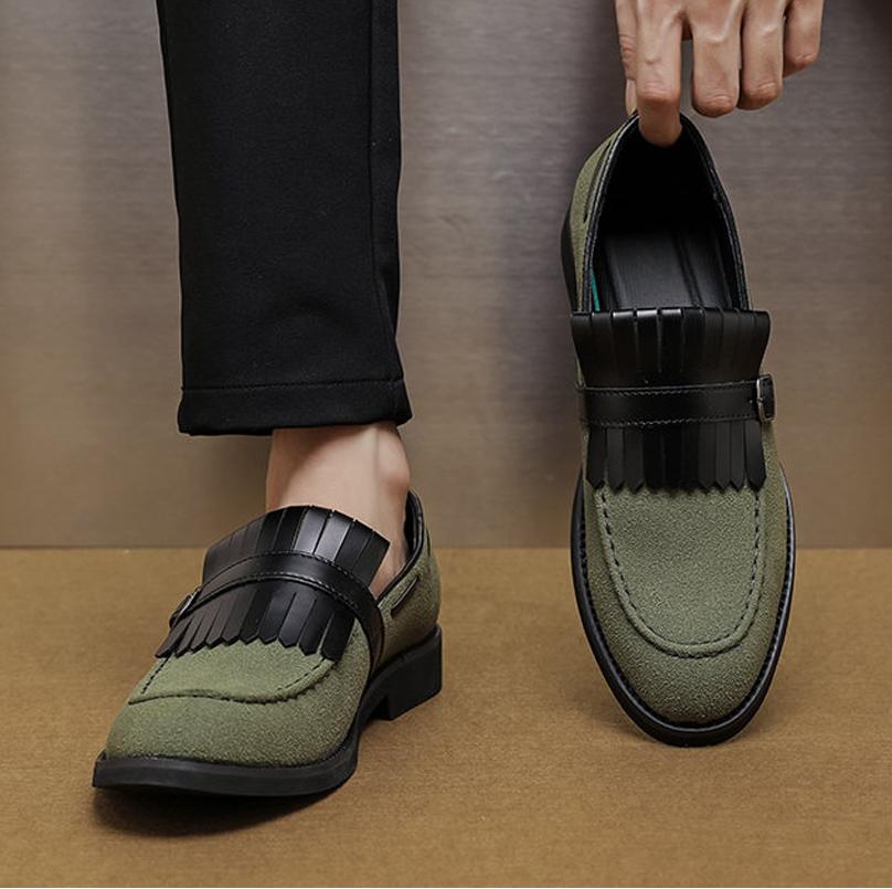 Men British Fashion Suede Patchwork Monk Strap Tassels Formal Shoes Male Dress Wedding Prom Homecoming Sapato Social Masculino