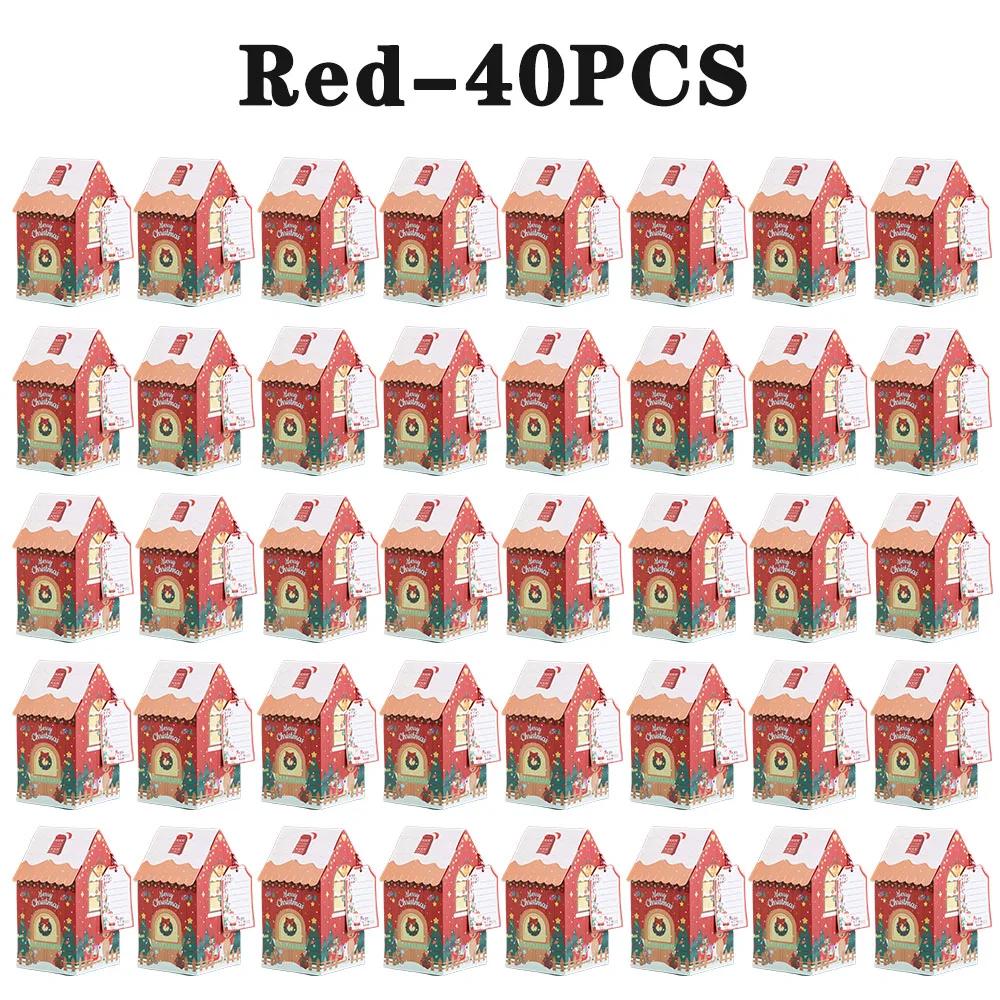 Christmas House Shape Candy Gift Box Christmas Snowman Little House Candy Cookies Packaging bag Bow Boxes Gift Color Box