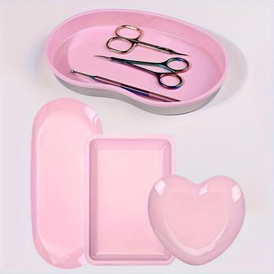 4-Piece Nail Art Studio Set, Stainless Steel Trays, Manicure & Eyelash Extension Tool Organizer, Tattoo Equipment Holder