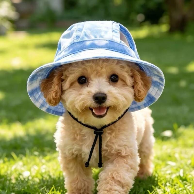 Pet Sun Hat Cats Small Dogs UV Protection Breathable Outdoor Cap With Ear Holes