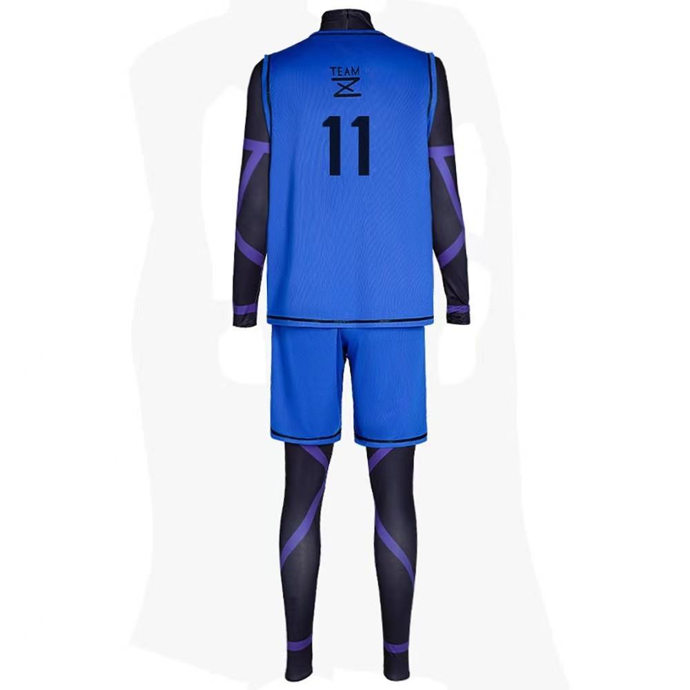Maglia da prigione blu Jieshi una ape schiena set sportivo cosplay tuta per giochi di ruolo