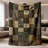 2026 Latest Flannel Blanket 1pc Retro Floral Patchwork Theme Perfect Anniversary Gift for Loved Ones Soft, Lightweight & Warm, Suitable for All Season