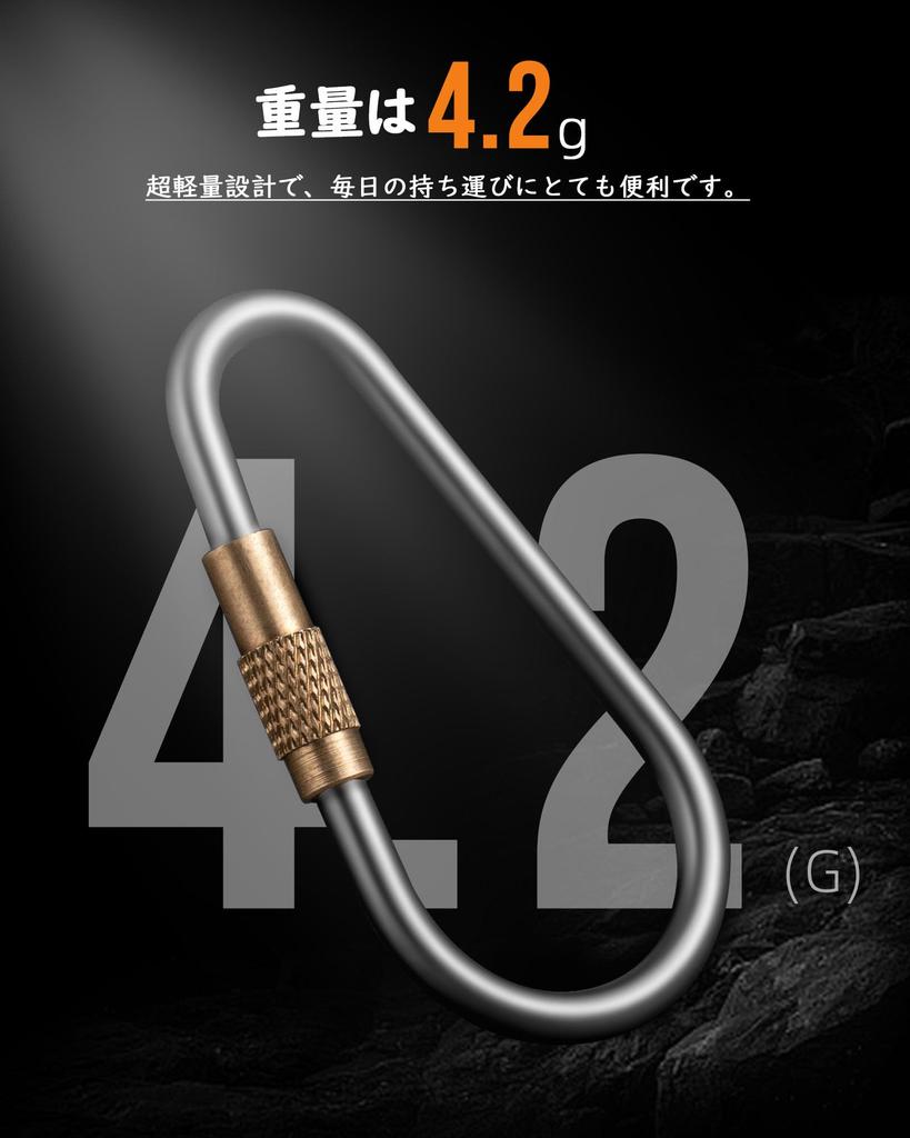 TIMULTI Titanium Key Small Carabiner Ring with Easy To Bicycle Key Chain Keychain, Eggplant-Shaped Ring, Screw-On Lock, Lightweight, Durable, Attach,