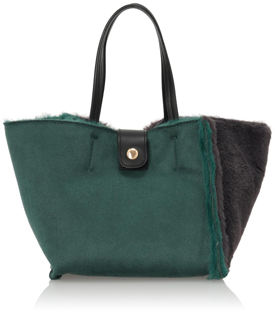 Handtasche mit wendbarer grüner [Cuco]-Tasche, farblich abgestimmte Tasche in Shearling-Optik, Damen, (360)