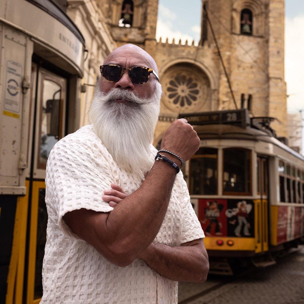 Pig & Hen Vicious Big Bracelet - Navy x Silver