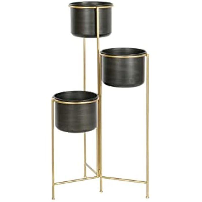 Jardinière - DKD HOME DECOR - Standard - Métal - Noir et Or - 21x30x80 cm