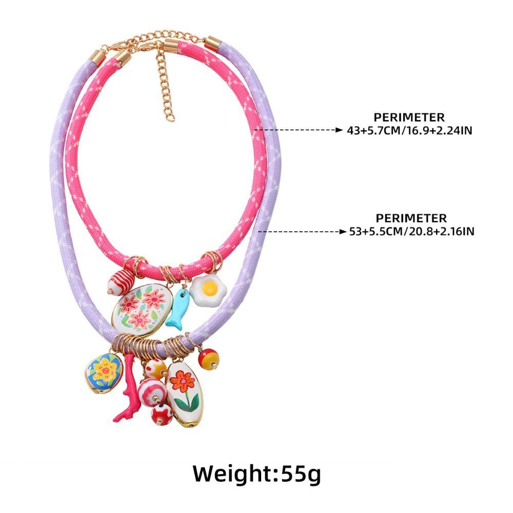 Ethnic Style Conch Fish Pendant Necklace Flower Ocean Series Necklace Nylon Rope Necklace  Women