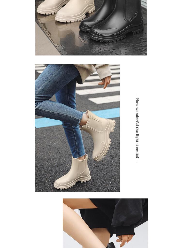 Damen Wasserdichte Fleecegefütterte Rutschfeste PVC Kurze Regenstiefel