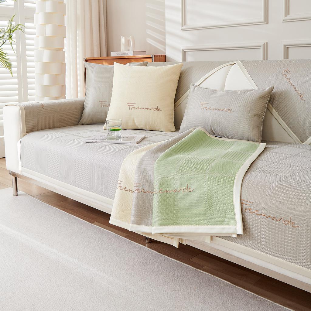 Pure Ice Silk Sofa Cushion Summer Simple Modern Cushion Seat Cushion Non-slip Cushion Cover Backrest Towel Cover