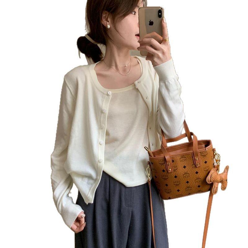 2025 Spring Korean Style Women's Slimming Knit Cardigan - Versatile, Round Neck
