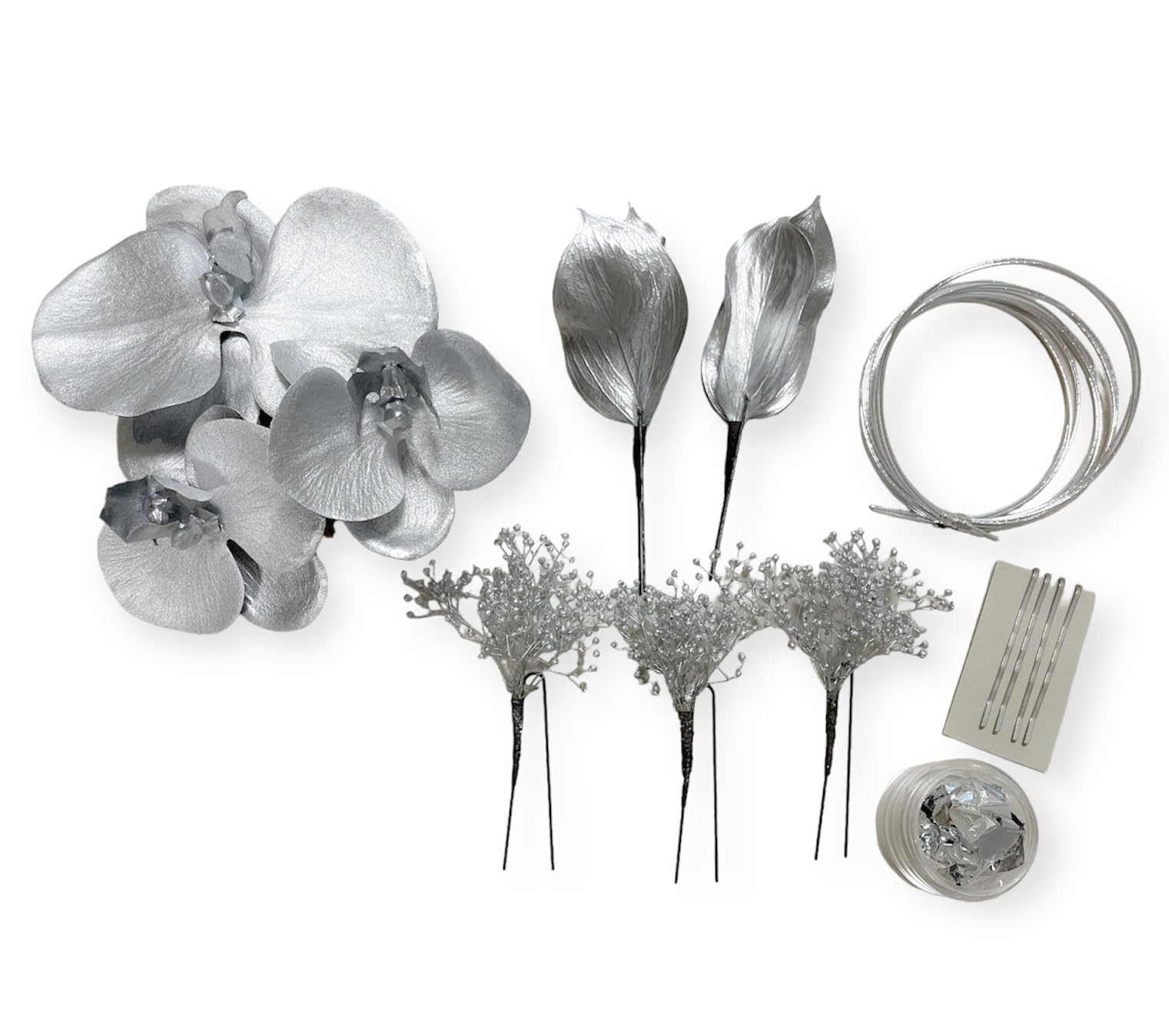 

Серебряная орхидея фаленопсис волосы сухие дыхание мизухики серебро идеально подходит для и другого традиционного японского украшения, цветы ребенка, нить, фольга,