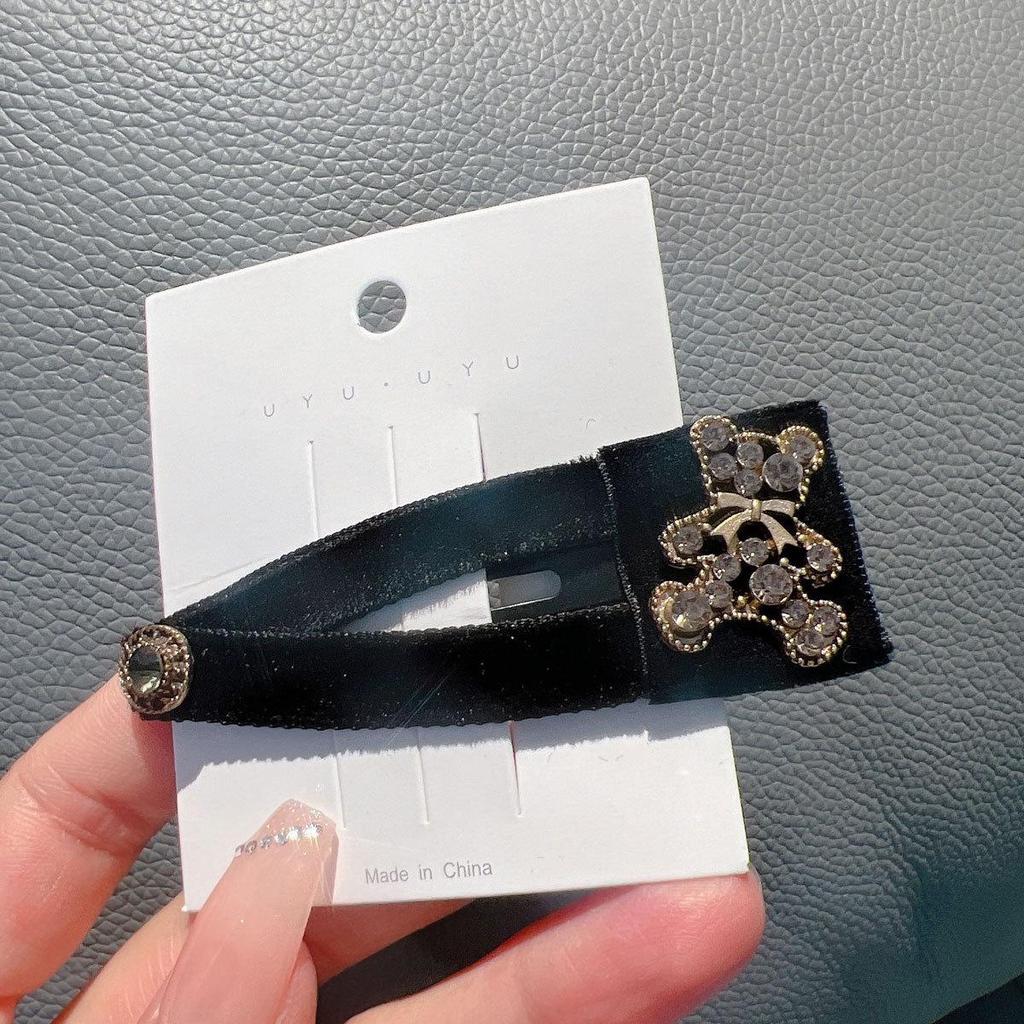 Velvet Exquisite Bangs Hairpin Side Clip - Dongdaemun Style