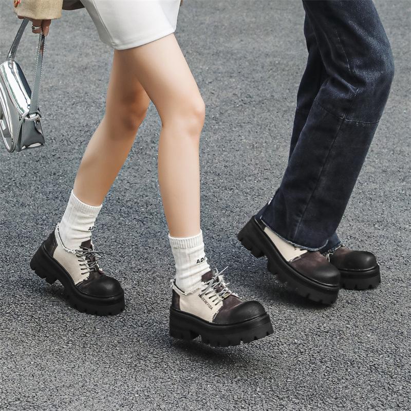 Shoes Men's and Women's 2025 New Casual Leather Shoes Summer Breathable Business Shoes Trendy Brand Platform Derby Shoes 5774-J