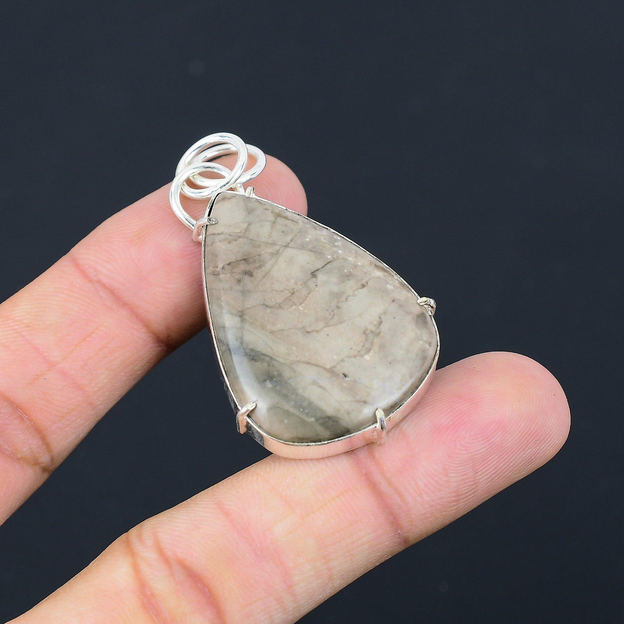 Friendship Day Sale Pear Flint Stone Stone 925 Silver Sister Handmade Pendant