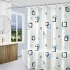 Moderne Duschvorhang aus PEVA mit quadratischem Muster, Schwarz & Himmelblaues geometrisches Design Badezimmerdeko mit 12 Haken