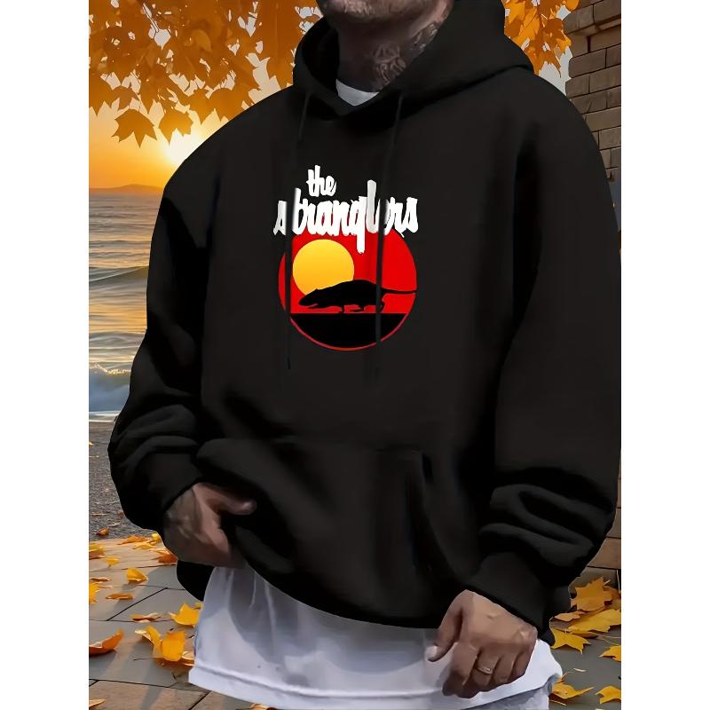 

Casual Hoodie Sweatshirt, Loose Fit, Polyester Pullover Hooded Sweatshirt with Drawstring for Men XXL чорний