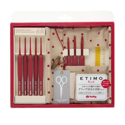 Conjunto de Agulhas de Crochê ETIMO Vermelhas da Tulip Agulhas de Crochê Vermelhas Premium TED001 para Tricô e Artesanato