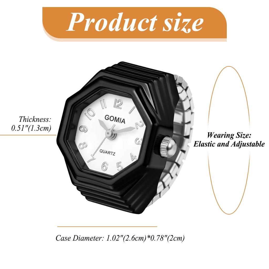 Ladies Ring Watch Fashionable Octagonal Stainless Steel Ring Clock Analog Simple Quartz Fashion Accessory - Birthday Christmas Valentine's Day Gift