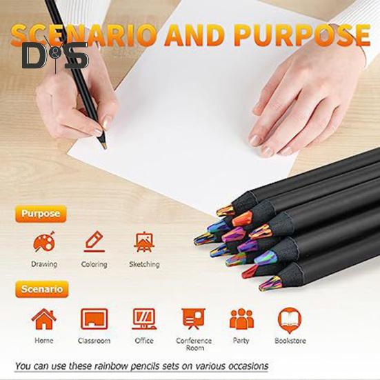 8/12Pcs Gradient Rainbow Pencil Set Kids Adults Giant Colored Pencils Artwork Coloring Sketching Pencil Art School Supplies