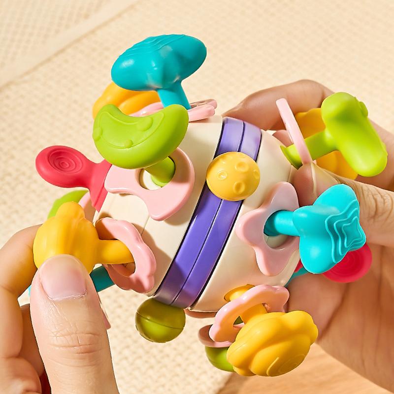 Soft Rubber Hand Grab Ball Space Hand Grip Ball Soft Rubber Finger Exercise Toy Baby Teether Rattle Montessori Toys For Newborns