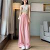 Women's High Waist Ice Silk Wide Leg Pants - Summer 2025: Lightweight, Wrinkle-Resistant, Casual Draped Pleated Design