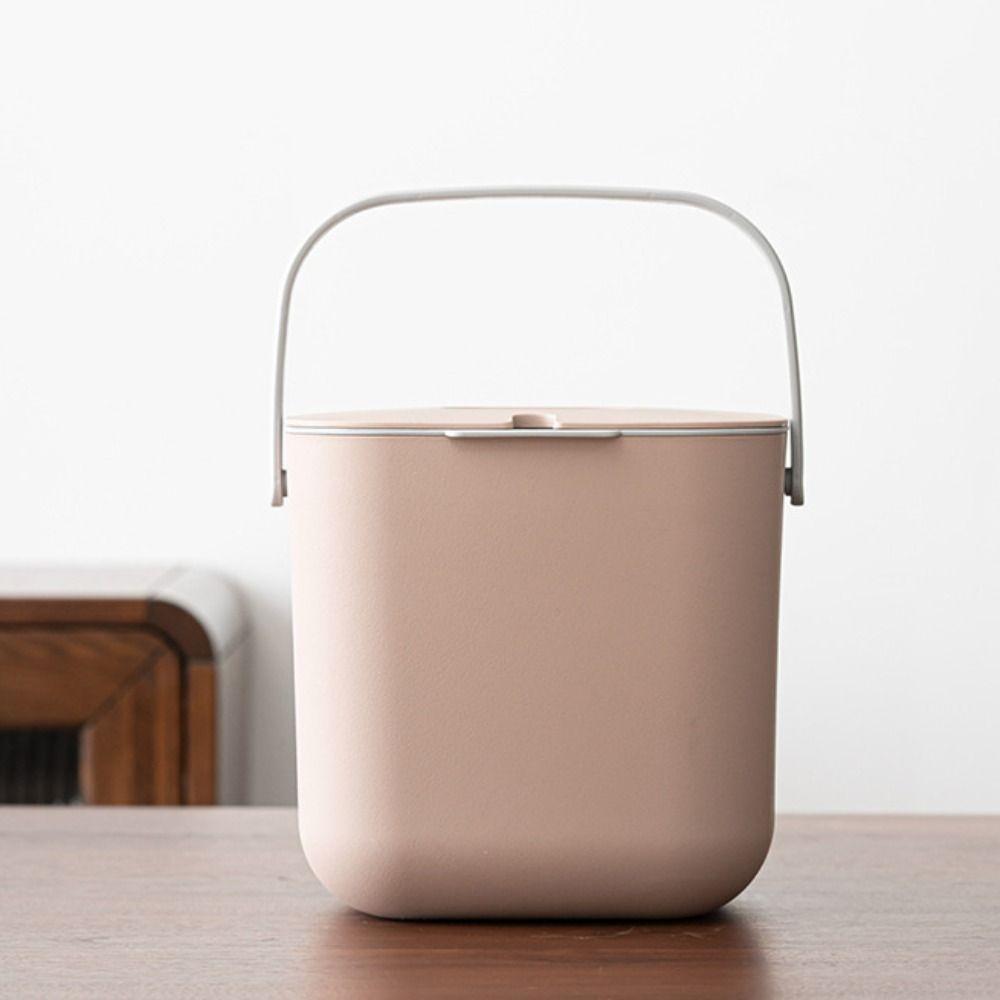 2 Tier Kitchen Food Waste Bucket with Drainer Garbage Bin Portable Tea Trash Can  Table