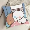 1Pc Bubu Dudu Panda 2D Printed Pillowcase, Polyester Zipper Cushion Cover, Machine Washable, Modern Home Sofa Decor