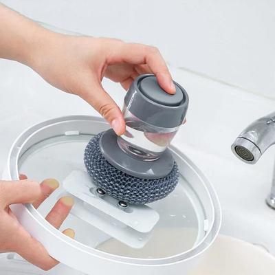 Spazzola per Pulizia Ciotole Piatti Cucina Dispenser Sapone Automatico Aggiunta Liquido Pentola Spazzola Spugna Automatica Lavastoviglie Spazzola Cucina