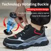 Rotary Buckle Work Boots Safety Steel Toe Men Breathable Safety Shoes  Indestructible Puncture-Proof Hiking Work Sneakers