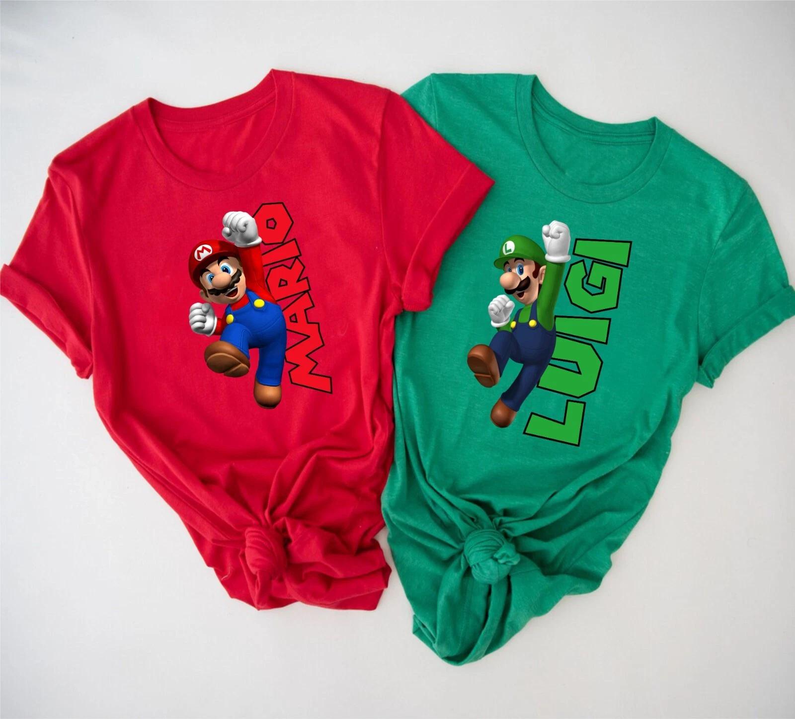 Super Mario Luigi T-Shirt, Gamer Birthday Super Mario Brothers Kids Gifts Top 3XL