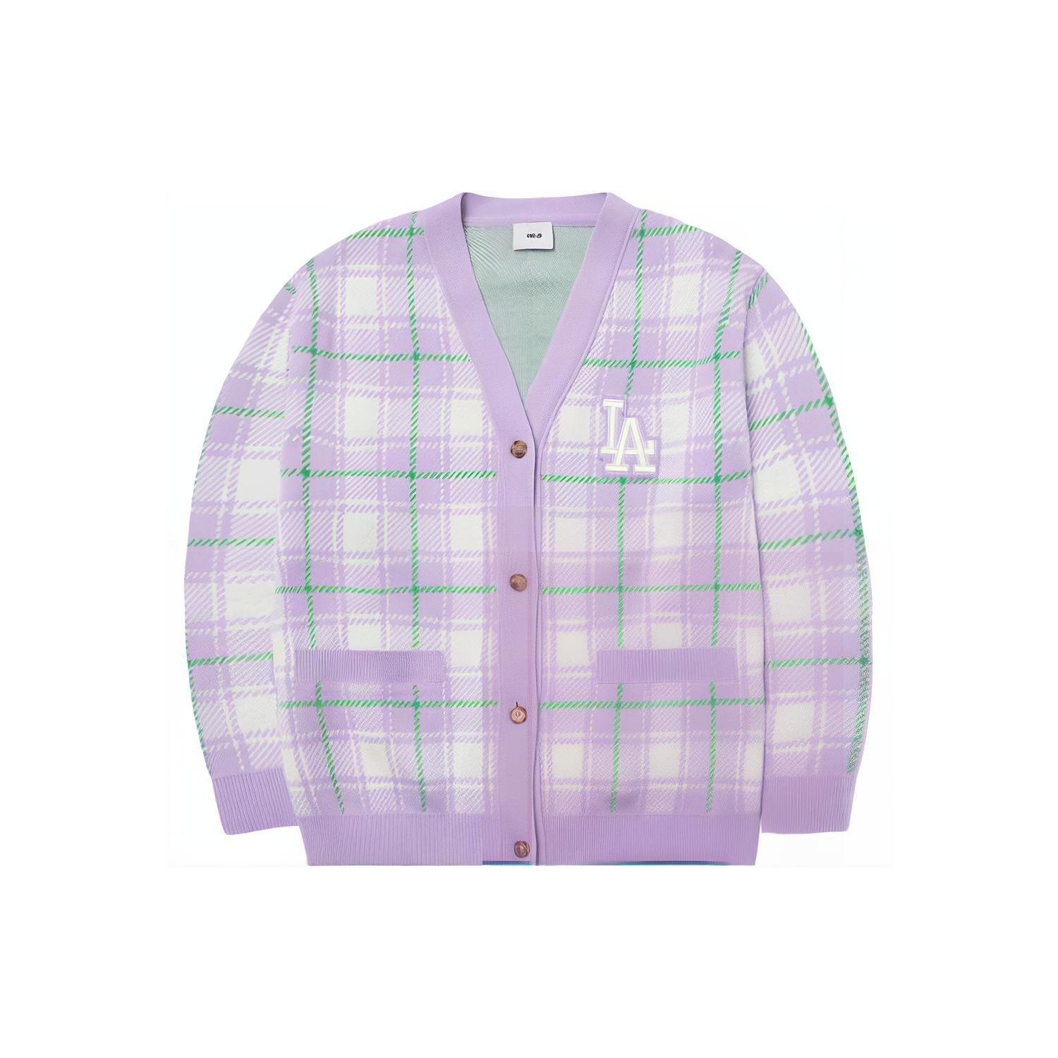 MLB Los Angeles Dodgers Knitwear Unisex Purple V neck Moderate Cardigan 3AKC00121-07LDL L