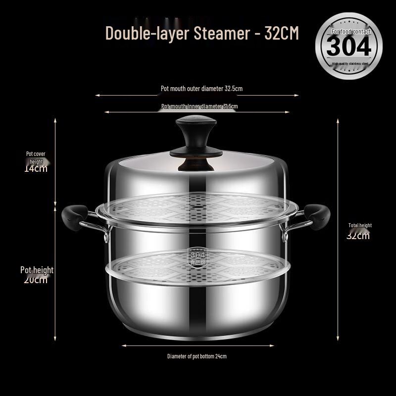 

Zuchuang Jingpin 304 Stainless Steel Double-Layer Steamer Pot