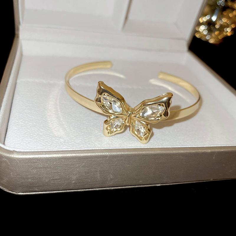 Super flash diamond-set butterfly opening bracelet arm ring light luxury temperament bracelet versatile jewelry women