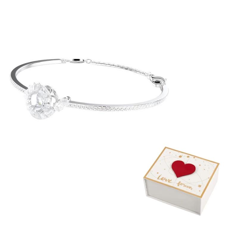 Swarovski Rhodium plated Bracelets Womens Silver M-white gift box