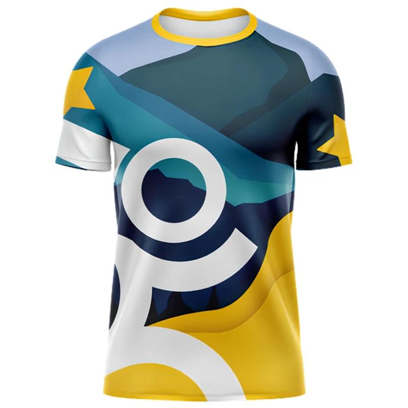 Jednoduchá módní běžecká trička Letní ležérní outdoorové fitness 3D potištěná Pánská Dámská Sportovní trička Volná s kulatým výstřihem Tepláková trička