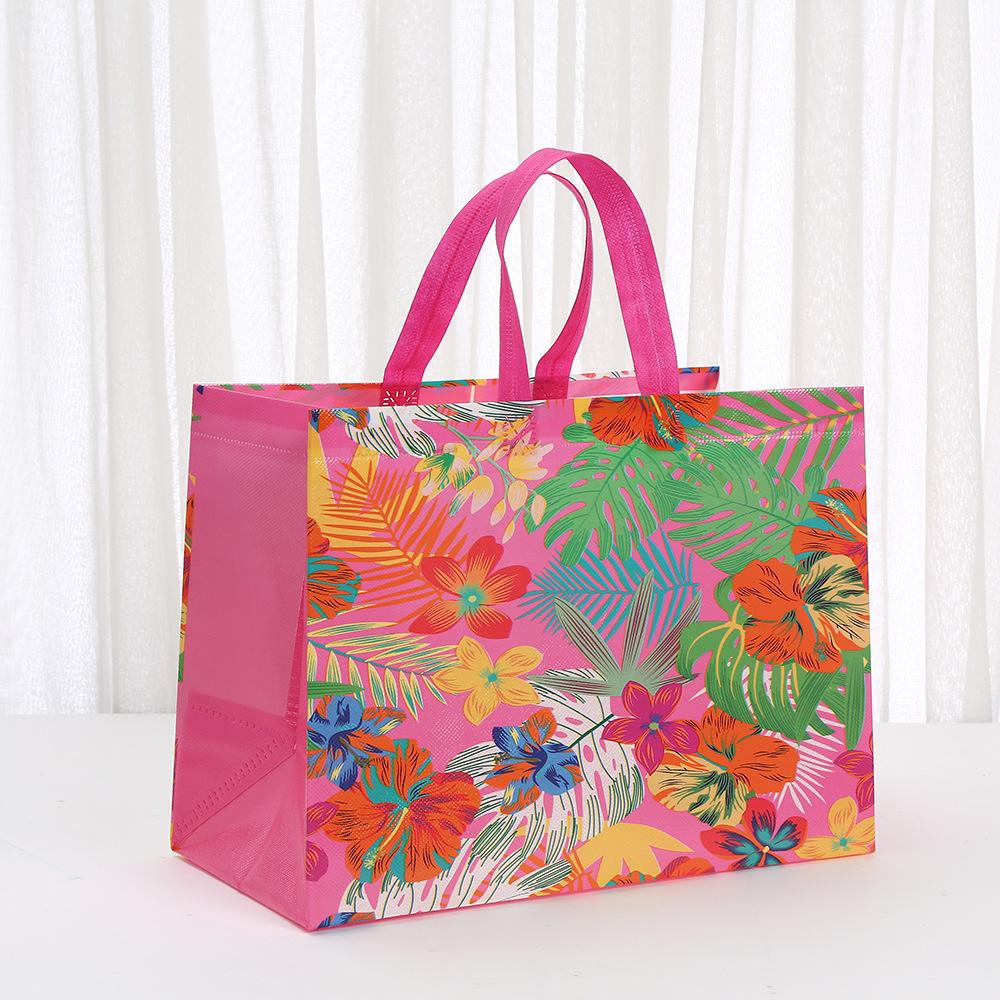 12 Stück florale wiederverwendbare Tragetaschen, laminiert, Vliesstoff, Einkaufstaschen, Geschenktaschen für Geburtstagsfeiern, Klassenzimmer-Mitgebsel, Süßigkeiten-Keks-Verpackung