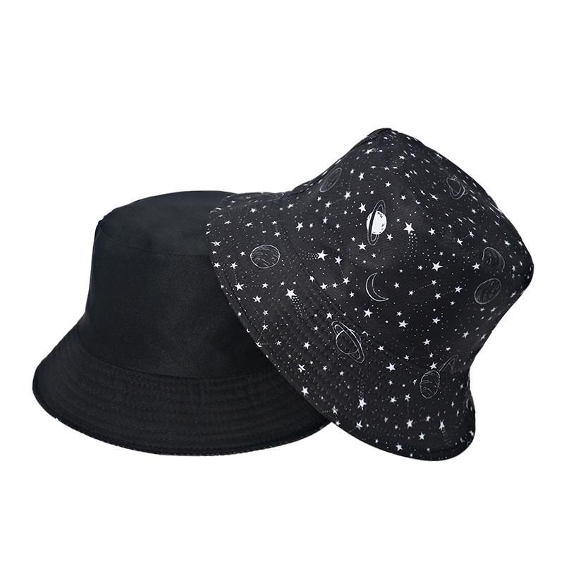 European American Starry Moon Pentagram Printed Fisherman Hat Sunshade Sun Hat Outdoor Trade Hat Men And Women