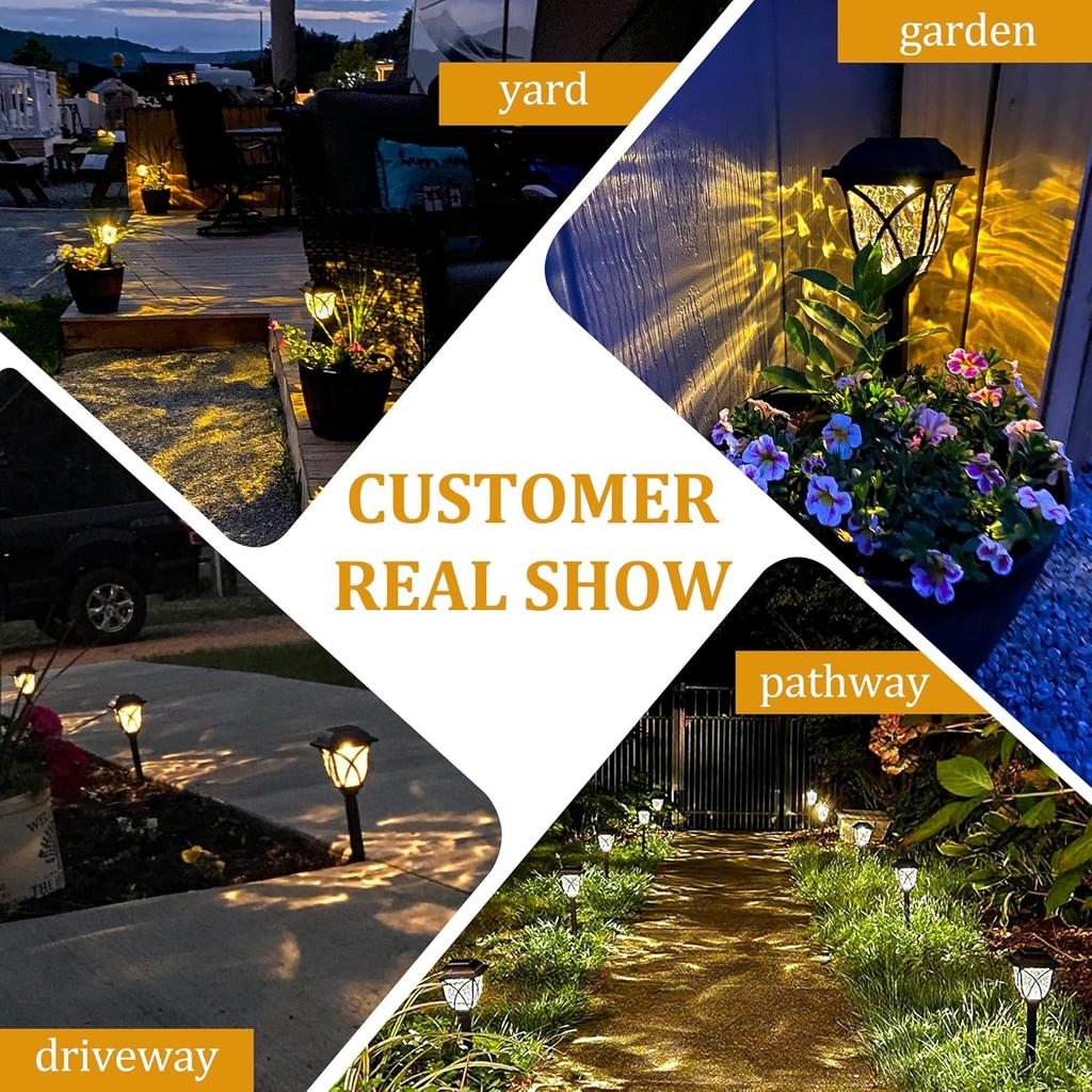 Solar Lights Outdoor Waterproof 2Pack LED Solar Garden Lights Outdoor Decorations Garden Decor for Yard Patio Landscape Planter Walkway