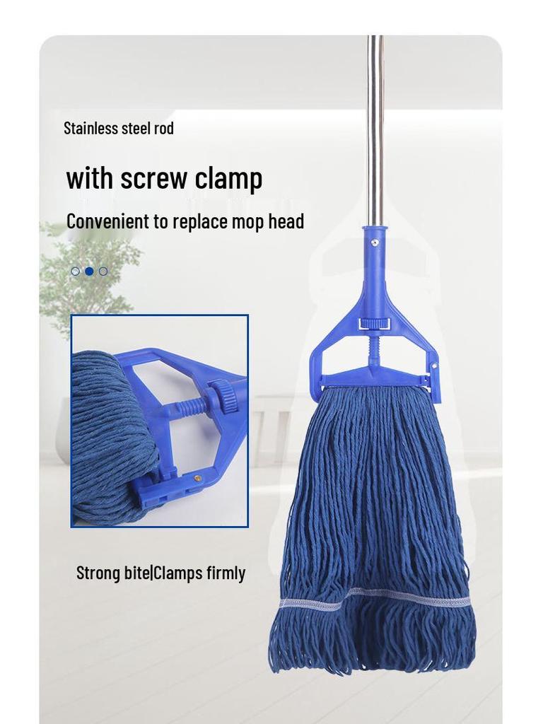Four-Color Cotton Yarn Wax Mop with Replaceable Stainless Steel Threaded Clip Head