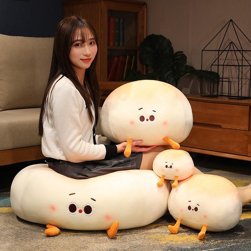 Cute Plush Steamed Bun Pillow Stuffed Bun Cartoon Bread Plush Food Pillow Cushion Kids Toys