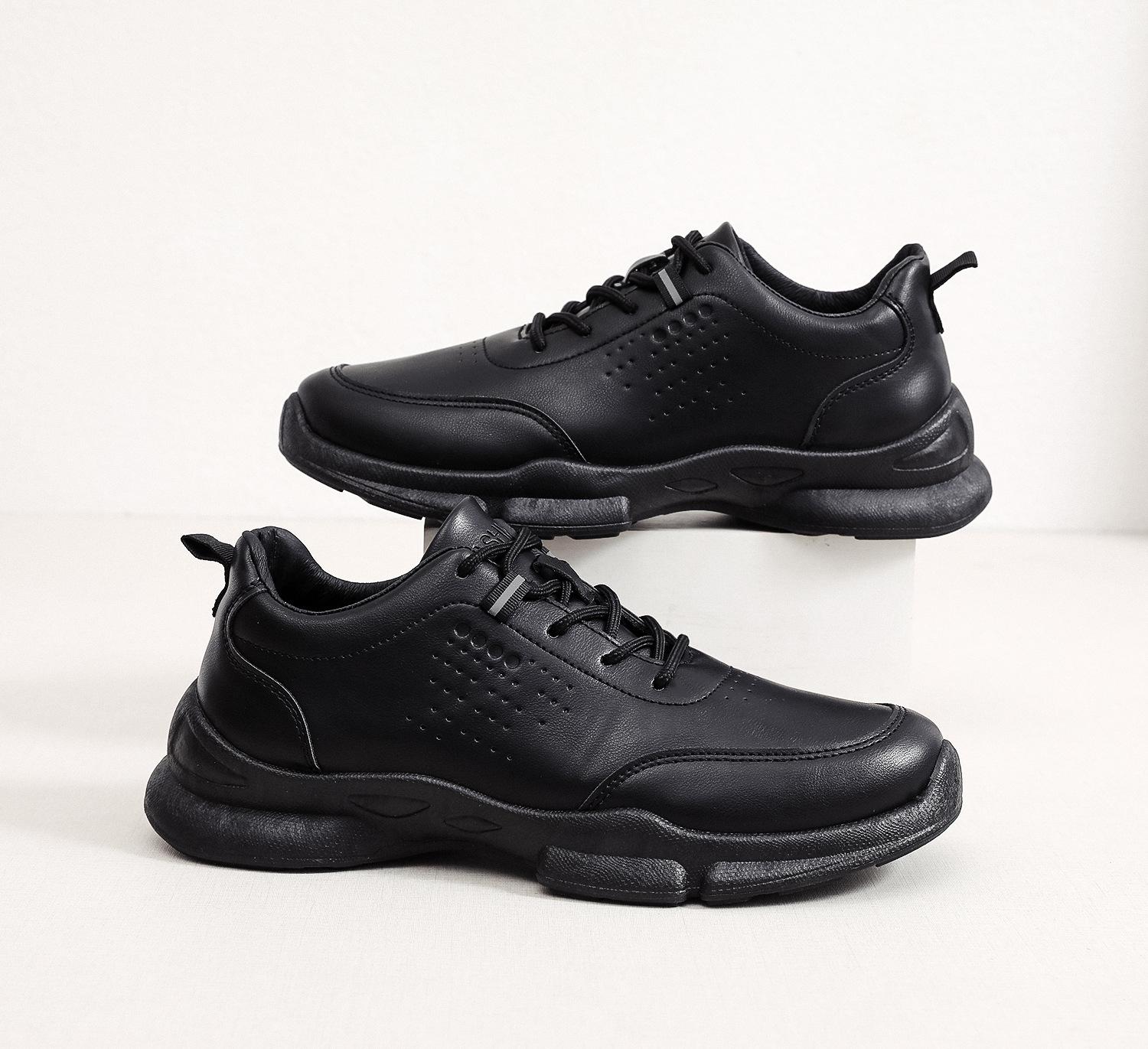 

Кожаная повседневная обувь мягкая подошва мягкая поверхность деловая однотонная мужская обувь мужская весенняя новая удобная дышащая обувь для ходьбы 44 чёрный