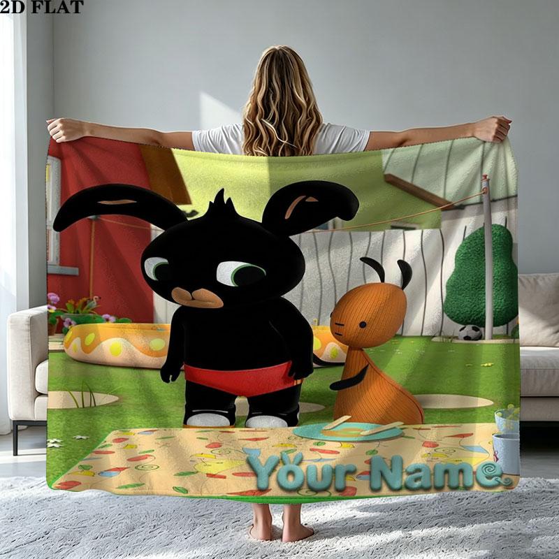 1PC Bing Custom Name Patterned Flannel Blanket Suitable For All Seasons for Home Decor Warmth and Comfort Gifts Holiday Present