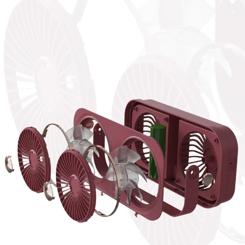 Dual-head Desktop Fan Portable USB Desk Fan with 360° Rotation for Home Office