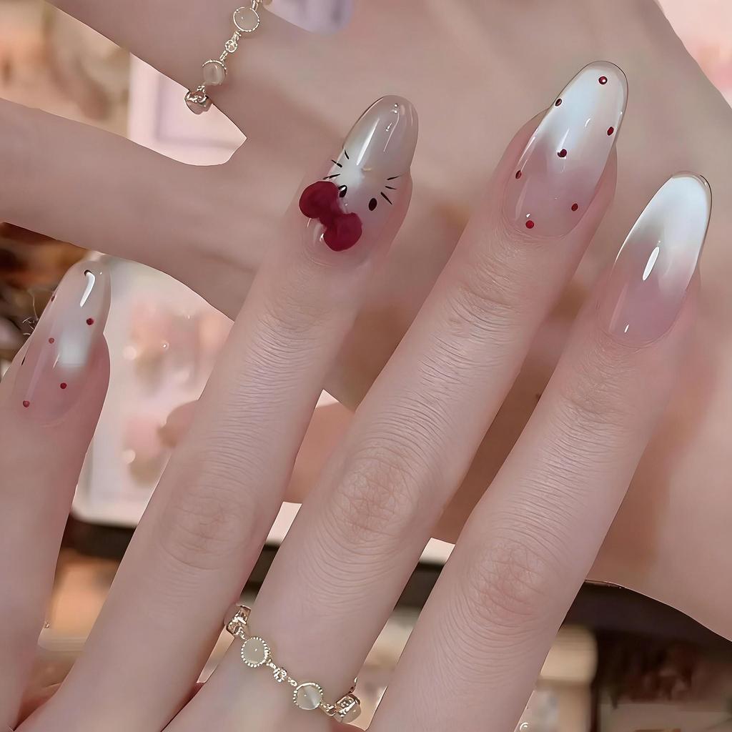Xiaohongshu Handmade Red Floral Nail Art: Wearable, High-End Whitening Nail Tips Stickers