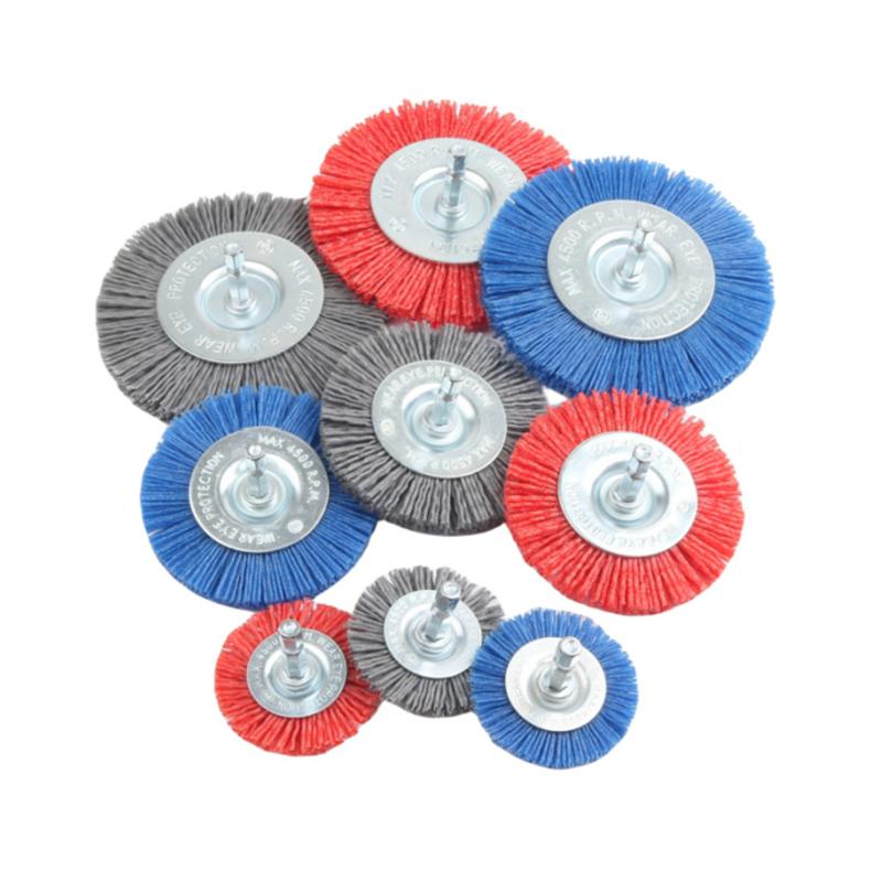 For Drill Rotary Tool Remove Rust/Corrosion/Paint Nylon Abrasive Brush Grit 80/120/180/240 Flat Abrasive Wheel Brush 1/4" Shank