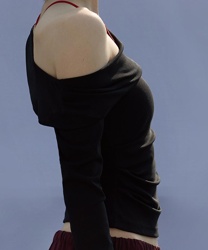 Debiweeo Drape Two-Way Long Sleeve Devi-T0143-Black