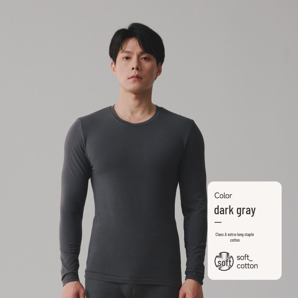 

Men s Antibacterial Slimming Base Layer: Pure Cotton, Thin, Round Neck Top for Autumn/Winter L