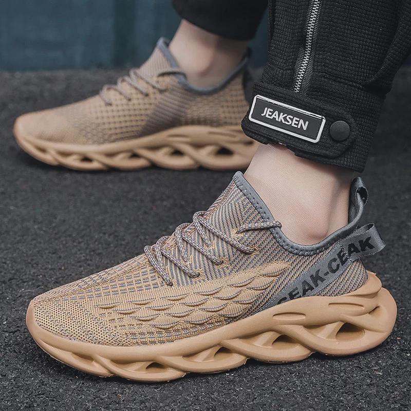 Men's Large Cross-Border Sports Shoes with Fish Scale Blade Design - Youthful, Lightweight, and Fashionable for Running