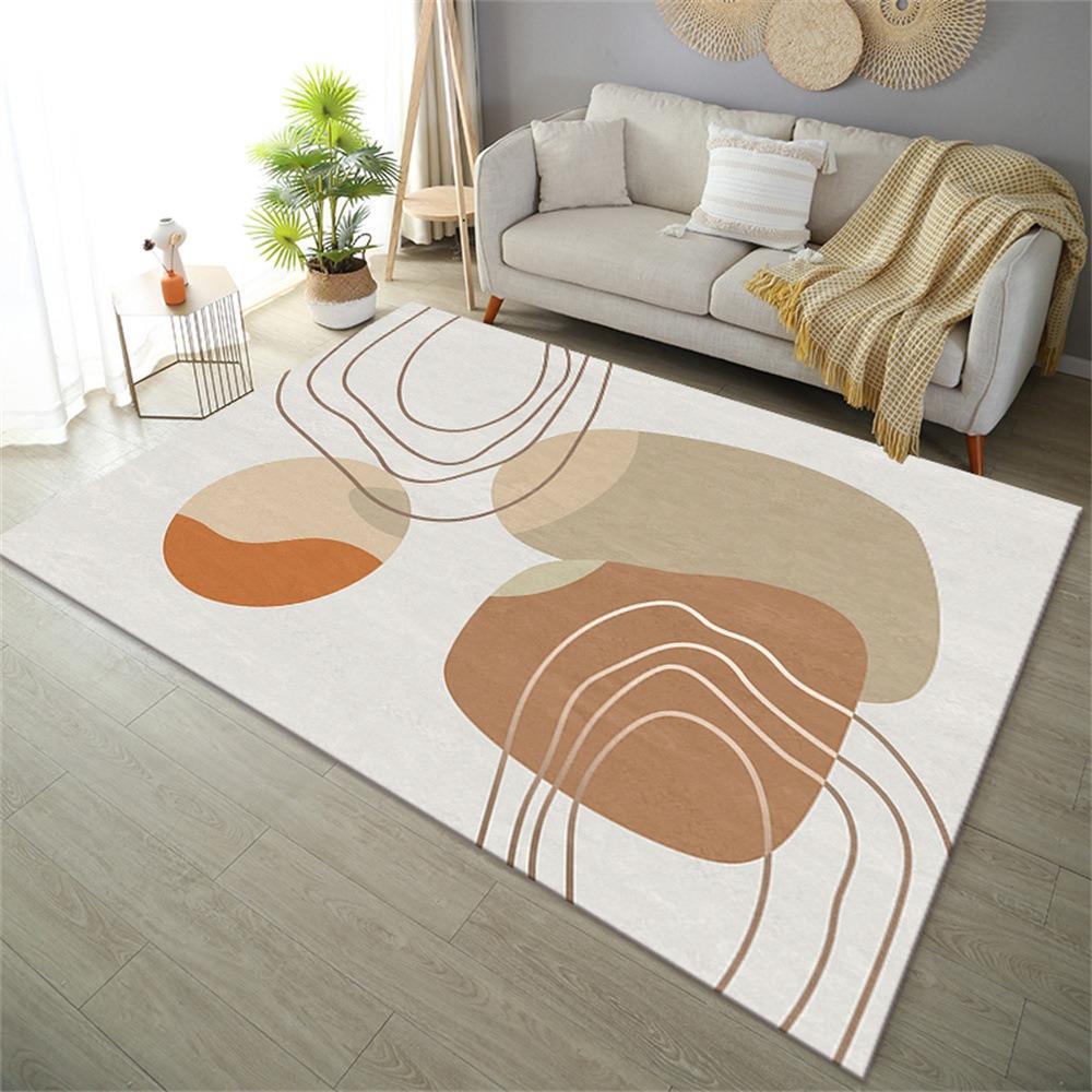 Minimalist Abstract Geometric Pattern Area Rug with Soft Pastel Colors Floor Mat for Living Room Bedroom Modern Home Decor